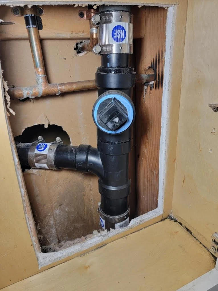 new kitchen sink drain waste arm and clean-out